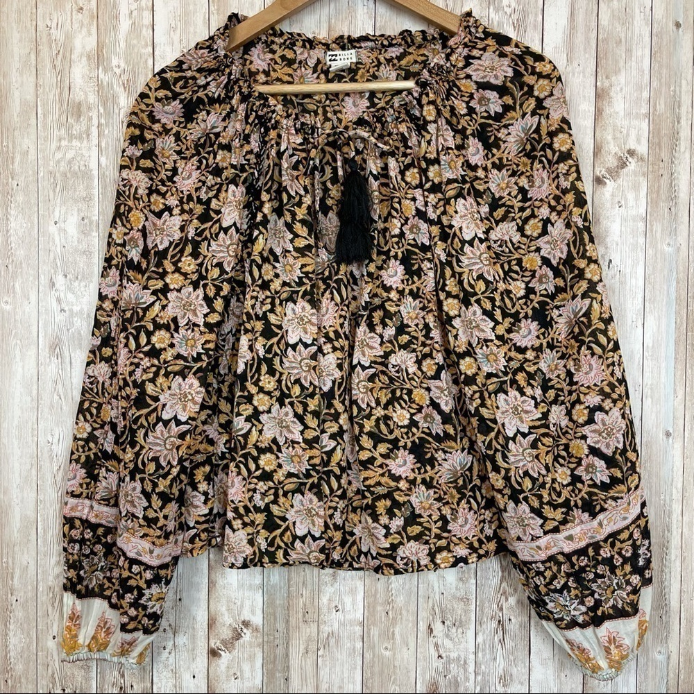 Billabong Long Sleeve Floral Boho Top Size Medium